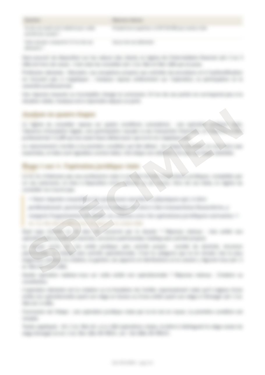 Spécimen du mémo, page 2 floutée