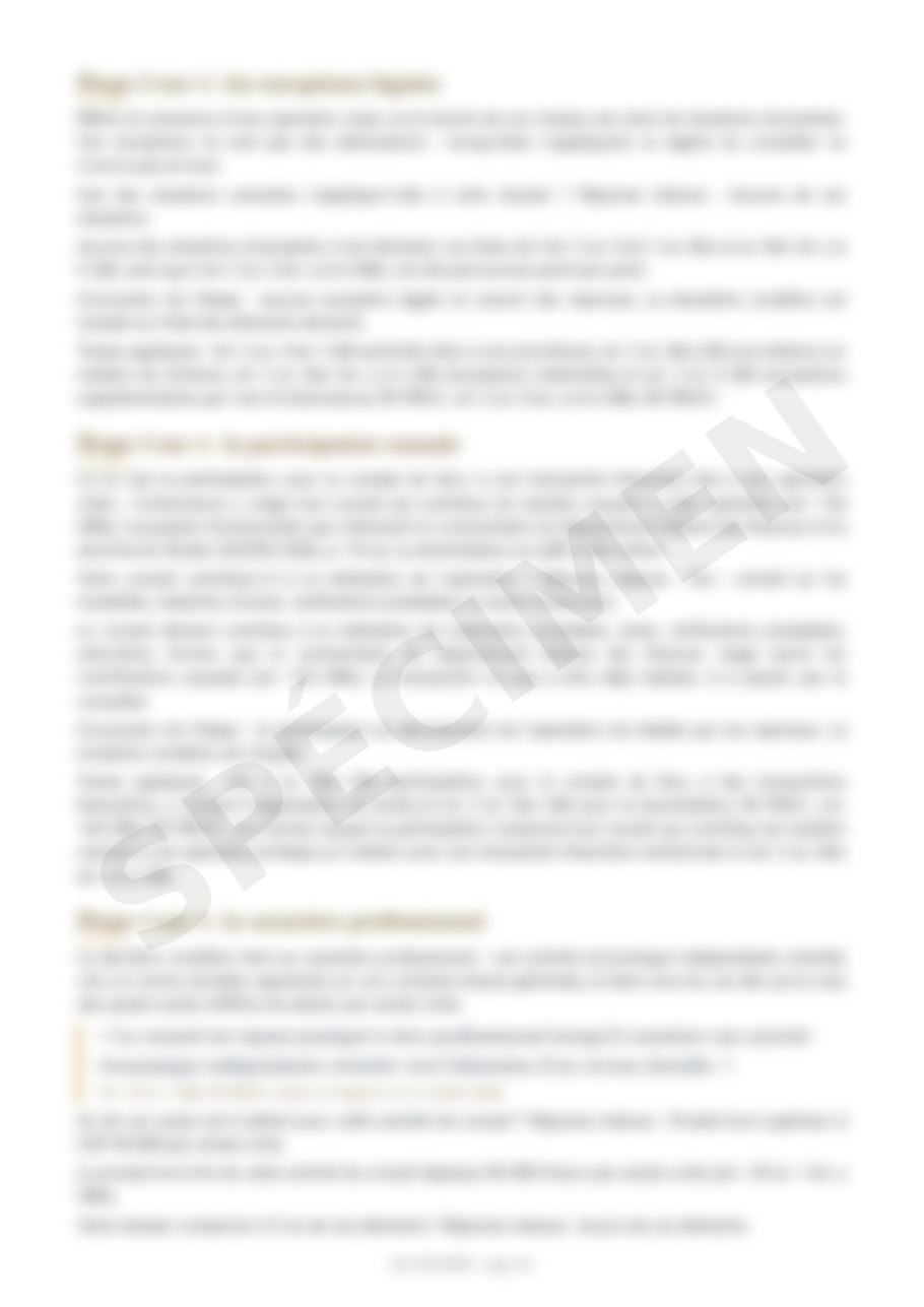 Spécimen du mémo, page 3 floutée