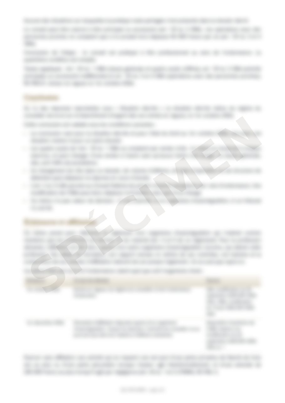 Spécimen du mémo, page 4 floutée