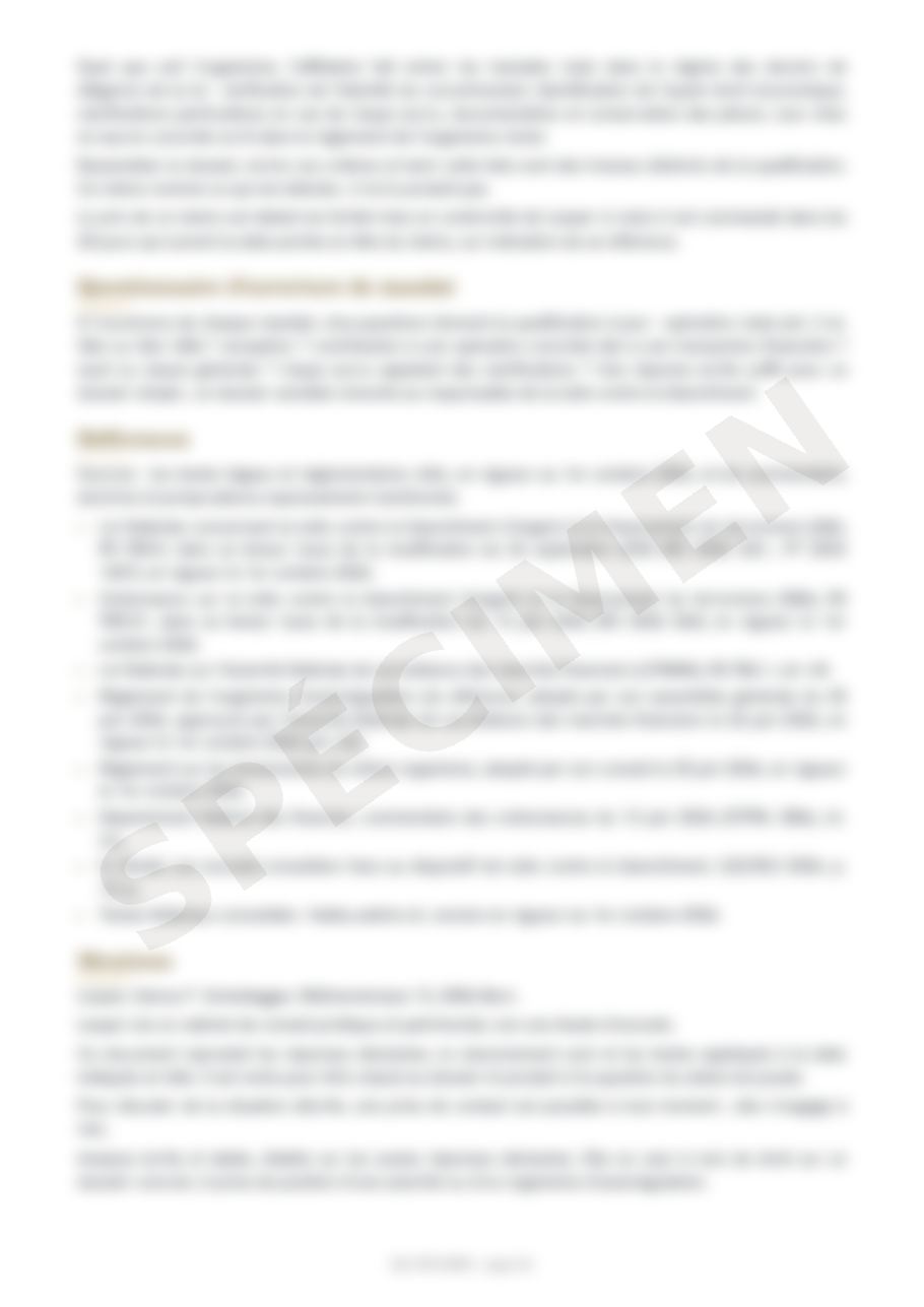 Spécimen du mémo, page 5 floutée
